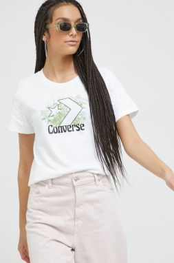 Bavlnené tričko Converse biela farba,
