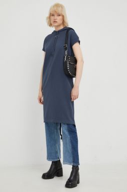 Bavlnené šaty G-Star Raw tmavomodrá farba, midi, rovný strih