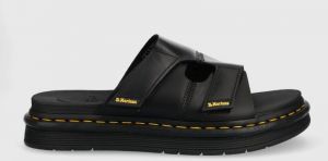 Kožené šľapky Dr. Martens pánske, čierna farba