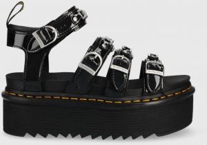 Kožené sandále Dr. Martens dámske, čierna farba, na platforme