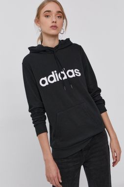 Mikina adidas GL0635 dámska, čierna farba, s potlačou