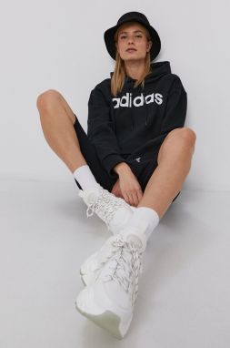 Mikina adidas GS1342 dámska, čierna farba, s potlačou