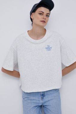 Bavlnené tričko New Balance WT13561SAH šedá farba