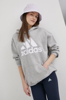 Mikina adidas HD1748 dámska, šedá farba, s potlačou