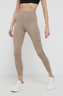 Bežecké legíny adidas Performance HD9139 dámske, hnedá farba, jednofarebné