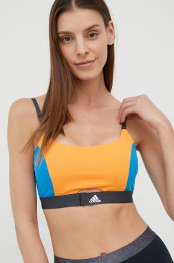 Športová podprsenka adidas Performance Aeroimpact Luxe HG4348 oranžová farba, vzorovaná galéria