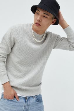 Bavlnený sveter Superdry pánsky, šedá farba, tenký,