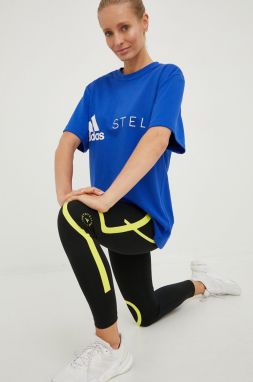 Bežecké legíny adidas by Stella McCartney dámske, čierna farba, s potlačou