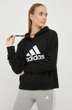 Bavlnená mikina adidas Performance dámska, čierna farba, s potlačou