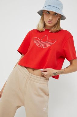 Bavlnené tričko adidas Originals červená farba,