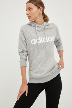 Mikina adidas dámska, šedá farba, s potlačou