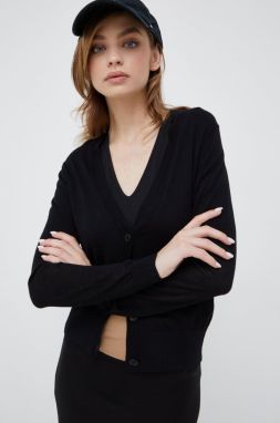 Vlnený kardigán Calvin Klein dámsky, čierna farba, tenký