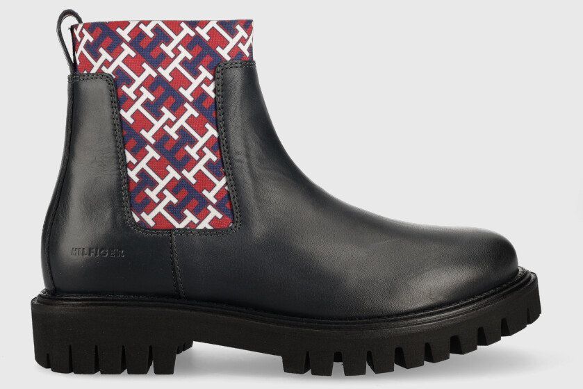 Kožené topánky chelsea Tommy Hilfiger pánske, tmavomodrá farba