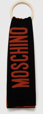 Šál Moschino pánsky, oranžová farba, vzorovaný
