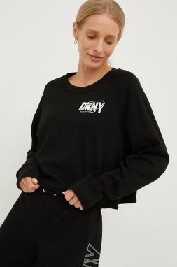 Mikina Dkny dámska, čierna farba, s potlačou