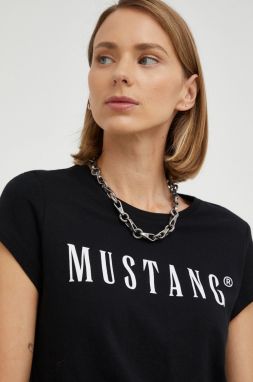 Bavlnené tričko Mustang čierna farba,