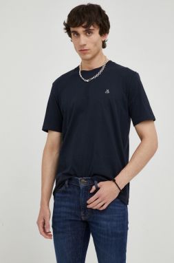 Bavlnené tričko Marc O'Polo tmavomodrá farba, jednofarebné