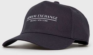 Bavlnená čiapka Armani Exchange tmavomodrá farba, s potlačou