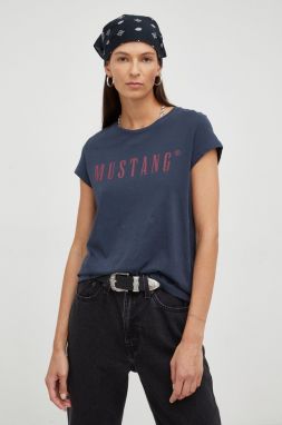 Bavlnené tričko Mustang tmavomodrá farba,
