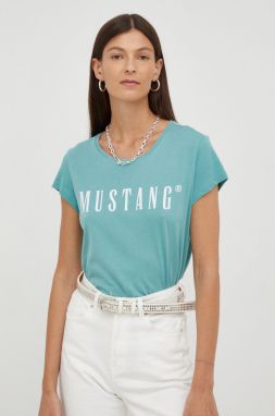 Bavlnené tričko Mustang tyrkysová farba,