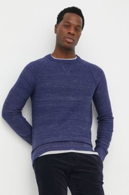 Bavlnený sveter GAP pánsky, tmavomodrá farba, tenký,