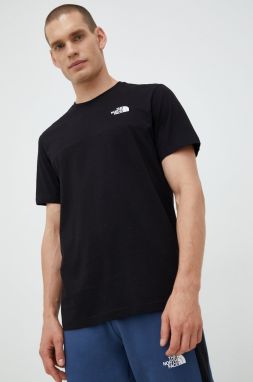 Bavlnené tričko The North Face čierna farba, jednofarebné