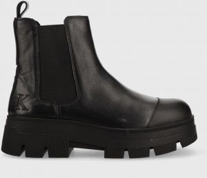 Kožené topánky chelsea Calvin Klein Jeans Chunky Combat Chelsea pánske, čierna farba
