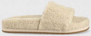 Papuče Tommy Hilfiger Th Sherpa Fur Slide , béžová farba