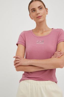 Tričko EA7 Emporio Armani dámsky, ružová farba,