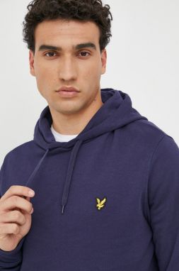 Bavlnená mikina Lyle & Scott pánska, tmavomodrá farba, s kapucňou, jednofarebná