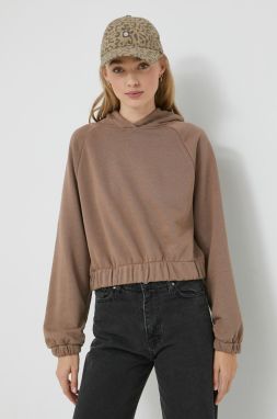 Mikina Cross Jeans dámska, béžová farba, s kapucňou, jednofarebná