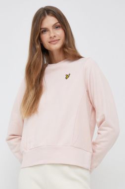 Bavlnená mikina Lyle & Scott dámska, ružová farba, jednofarebná