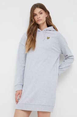 Bavlnené šaty Lyle & Scott šedá farba, mini, rovný strih