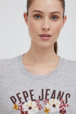 Tričko Pepe Jeans dámske, šedá farba,