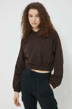 Mikina Cross Jeans dámska, hnedá farba, s kapucňou, jednofarebná