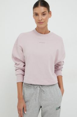 Bavlnená mikina New Balance dámska, fialová farba, jednofarebná