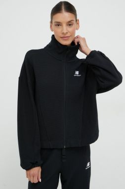 Bavlnená mikina New Balance dámska, čierna farba, s nášivkou