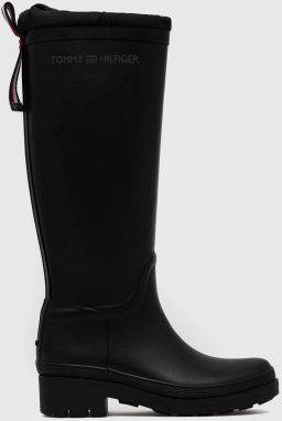 Gumáky Tommy Hilfiger Th Overknee Rainboot Monogram dámske, čierna farba