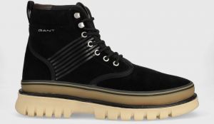 Semišové členkové topánky Gant Nebrada pánske, čierna farba