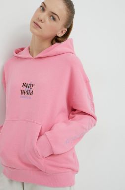 Mikina Femi Stories dámska, ružová farba, s kapucňou, s nášivkou