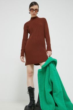 Šaty Abercrombie & Fitch hnedá farba, mini, rovný strih