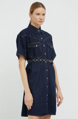 Rifľové šaty Levi's tmavomodrá farba, mini, oversize