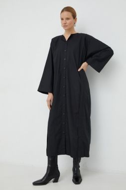 Bavlnené šaty By Malene Birger Annielle čierna farba, maxi, oversize
