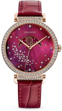 Hodinky Swarovski 5613323 PASSAGE MOON PHASE dámske, červená farba