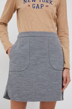 Sukňa s prímesou vlny Pennyblack šedá farba, mini, áčkový strih