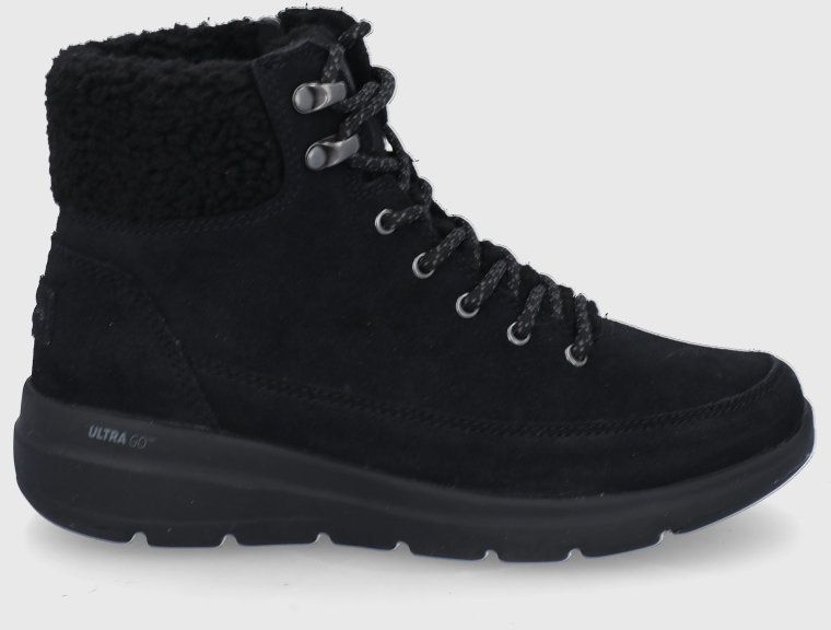 Semišové snehule Skechers čierna farba