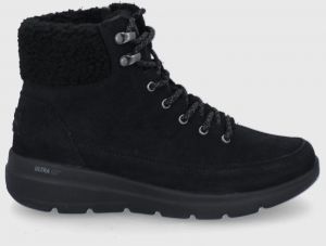 Semišové snehule Skechers čierna farba
