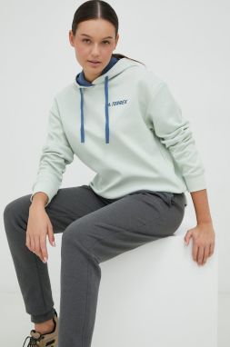 Tepláková mikina adidas TERREX dámska, zelená farba, s kapucňou, jednofarebná