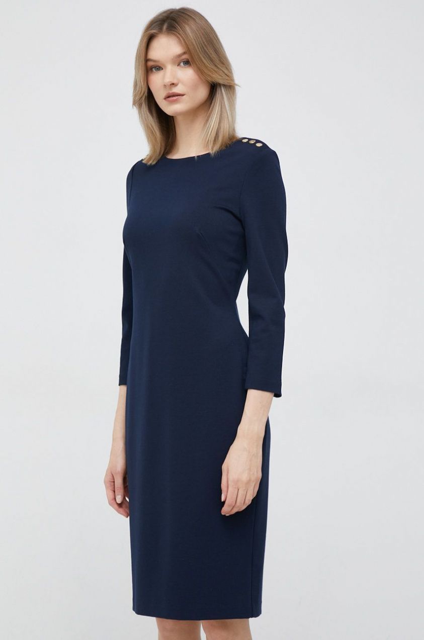 Šaty Lauren Ralph Lauren tmavomodrá farba, mini, priliehavá