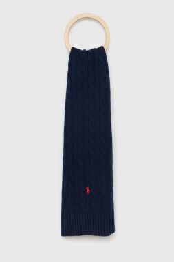 Vlnený šál Polo Ralph Lauren tmavomodrá farba, jednofarebný